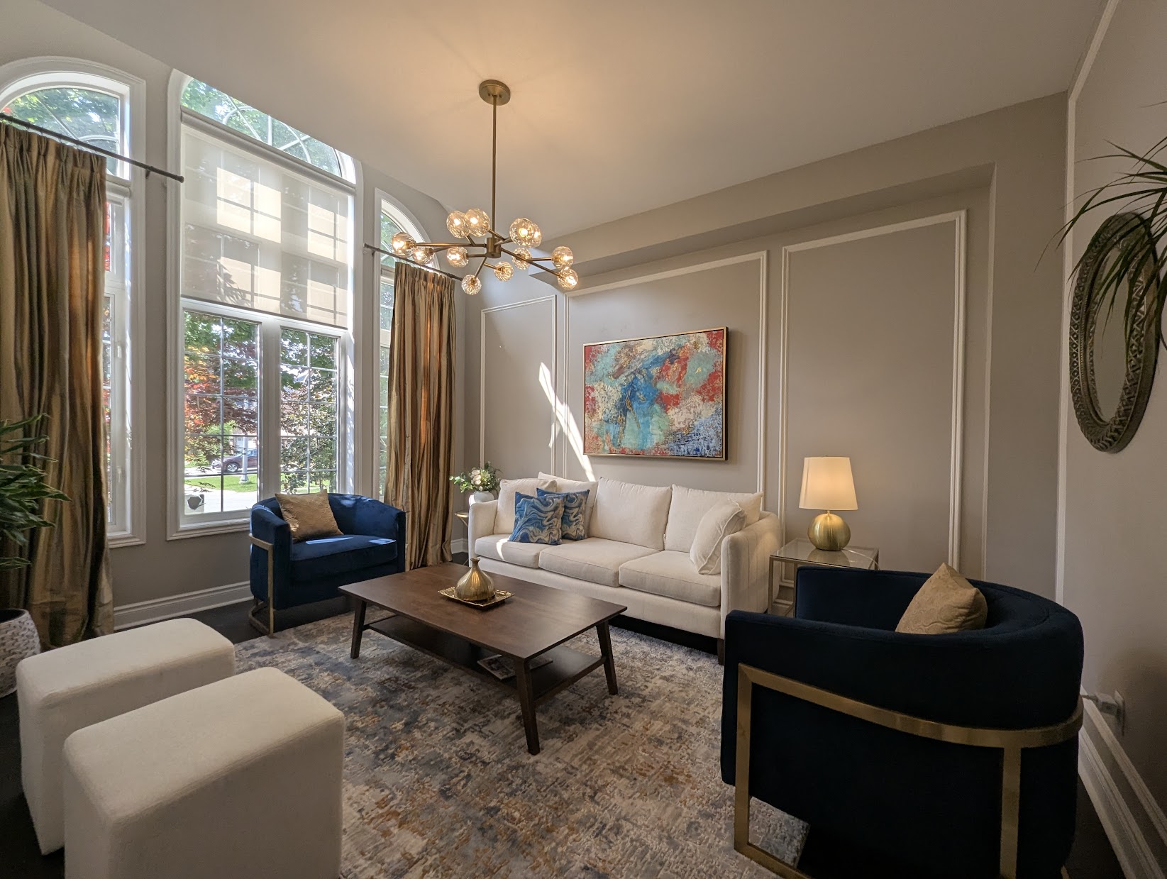 In-home design consultation with sample materials — Toronto feature wall planning