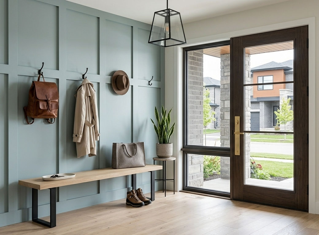 Mudroom board and batten with hooks installation