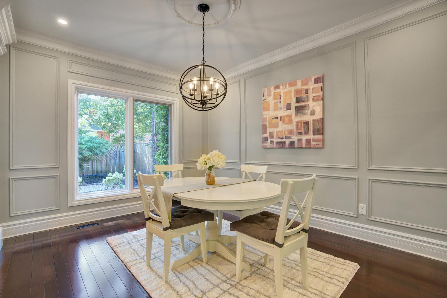 Dining room picture frame moulding feature wall