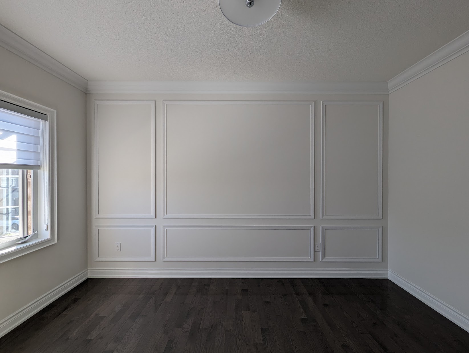 Bedroom panel moulding feature wall