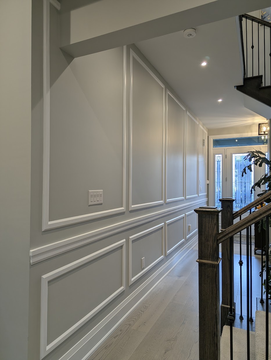 Hallway picture frame moulding installation Toronto