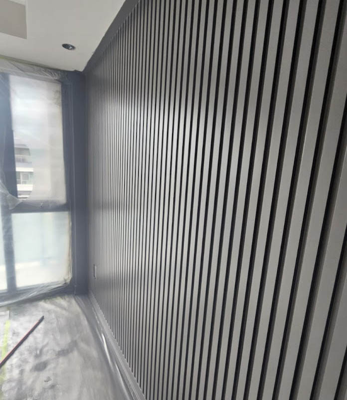 MDF painted slat wall modern bedroom