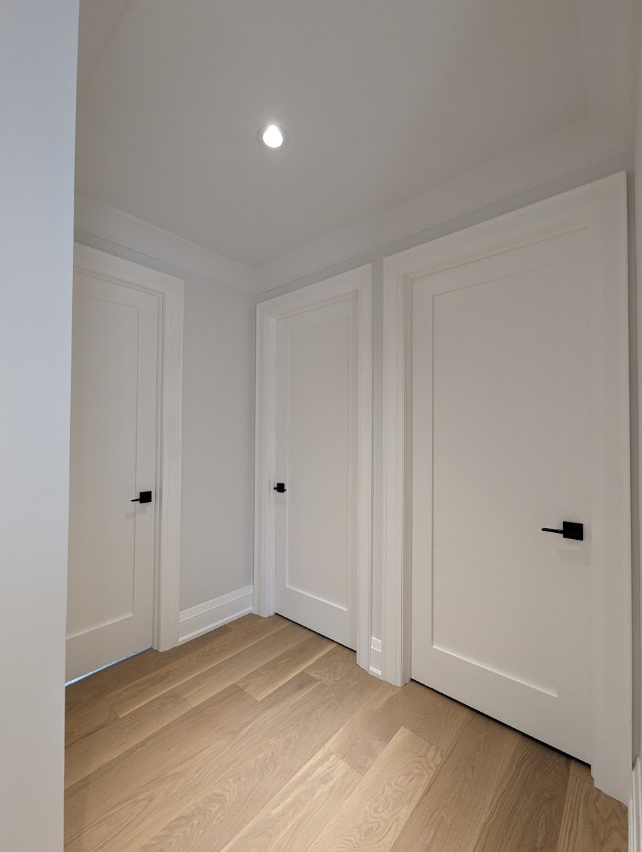 Custom interior door frame and casing installation in Toronto home