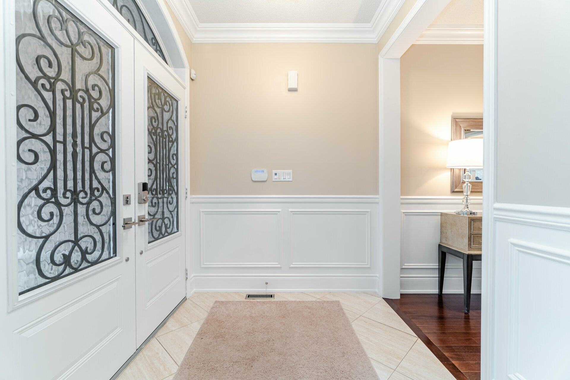Finished picture-frame wainscoting in a Caledon home