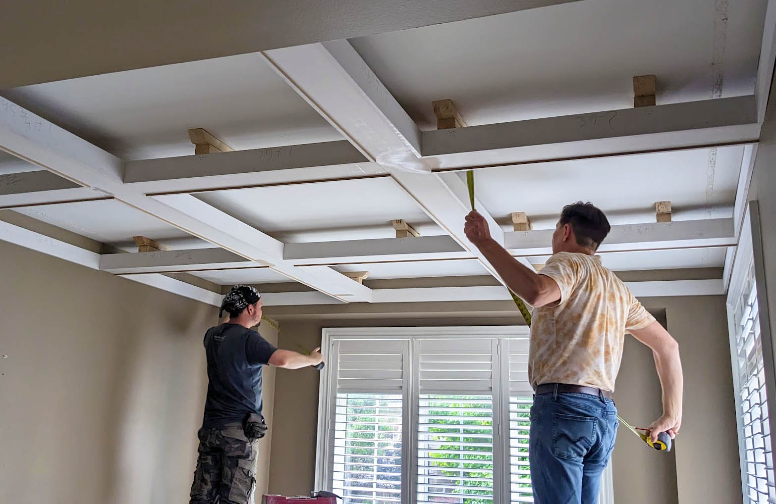 Family-built waffle ceiling craftsmanship Toronto